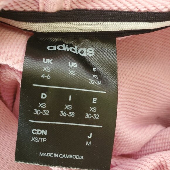 Adidas Graphic Logo Print Hoodie French Terry Tunic Hoodie Pink Black Sz XS - Picture 10 of 12